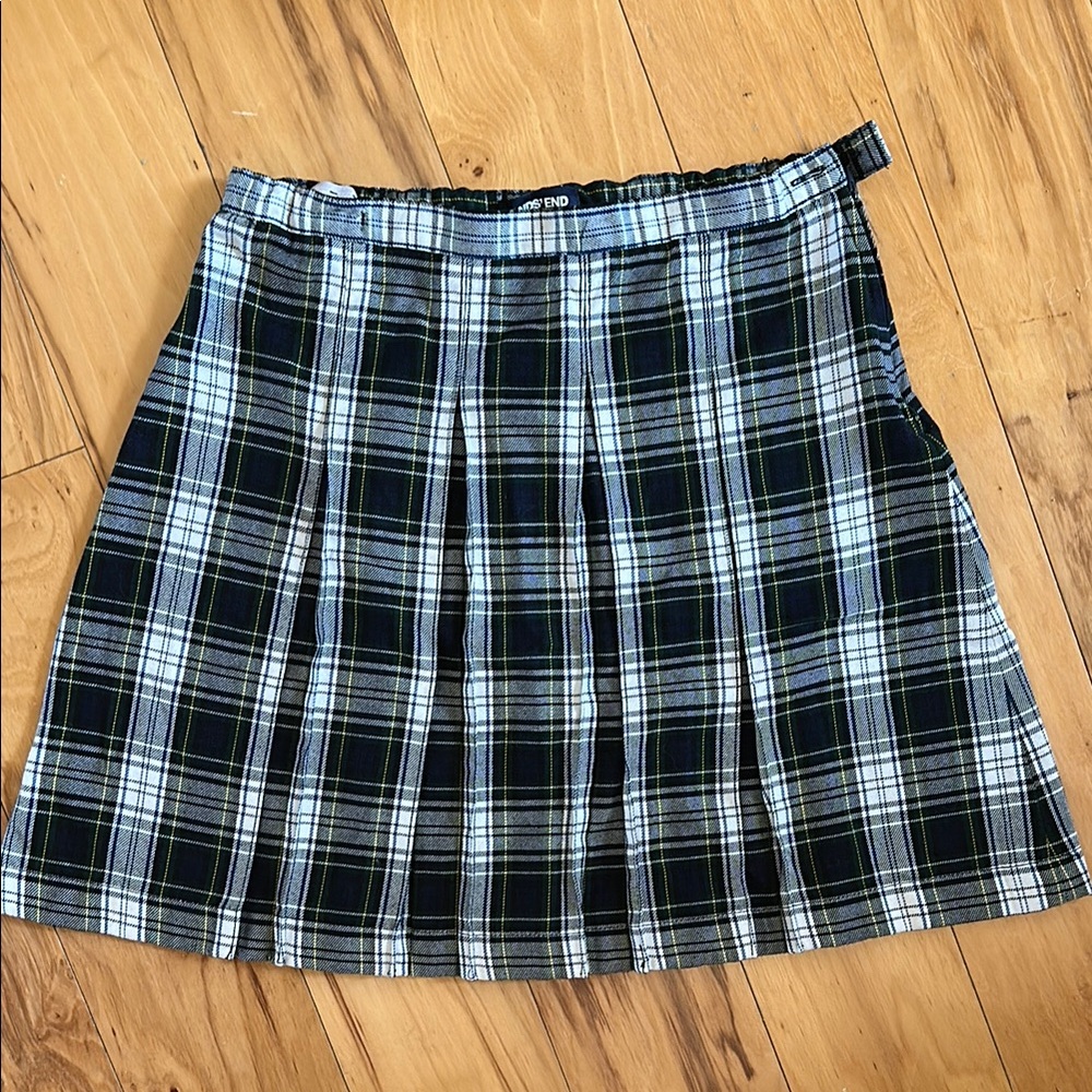 Lands' End Blue Plaid Skater Skirt
